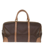 CELINE Macadam Canvas Boston Bag PVC Leather Brown Auth 76024