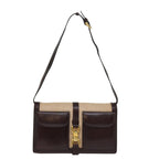 CELINE Shoulder Bag Canvas Leather Beige  76079