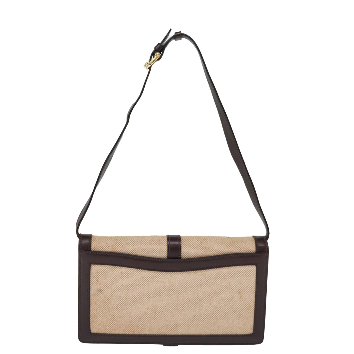 CELINE Shoulder Bag Canvas Leather Beige  76079