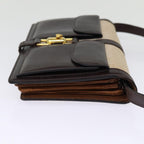 CELINE Shoulder Bag Canvas Leather Beige  76079