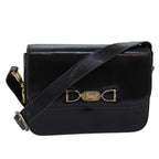CELINE Shoulder Bag Leather Black  76080