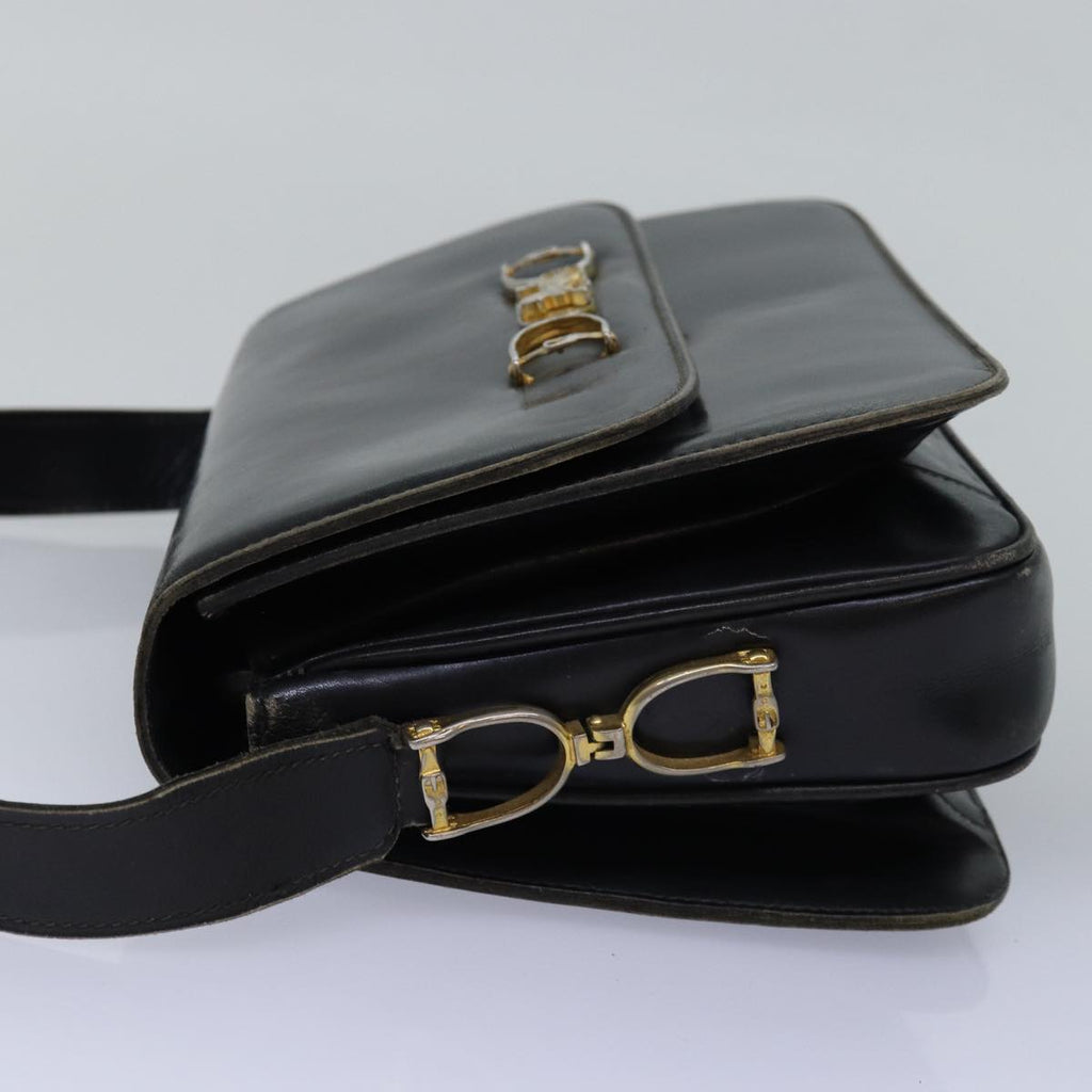 CELINE Shoulder Bag Leather Black  76080