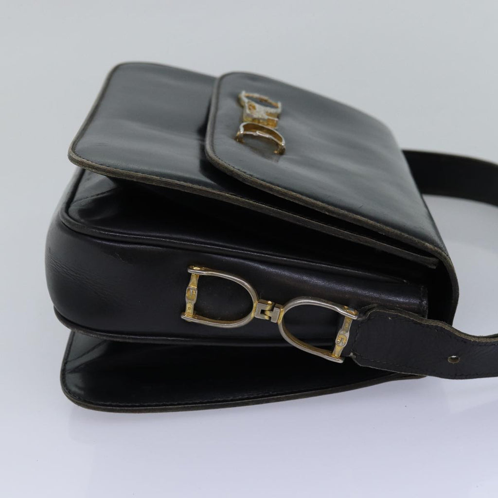 CELINE Shoulder Bag Leather Black  76080