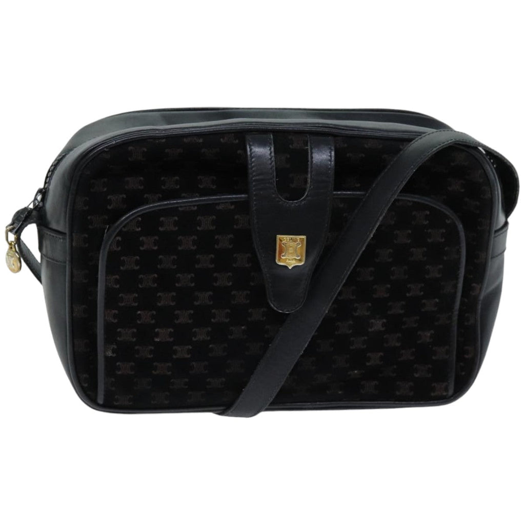 CELINE Macadam Canvas Shoulder Bag Black  76081