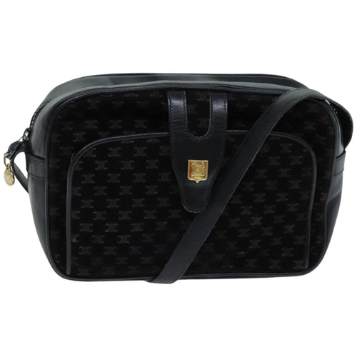 CELINE Macadam Canvas Shoulder Bag Black  76081