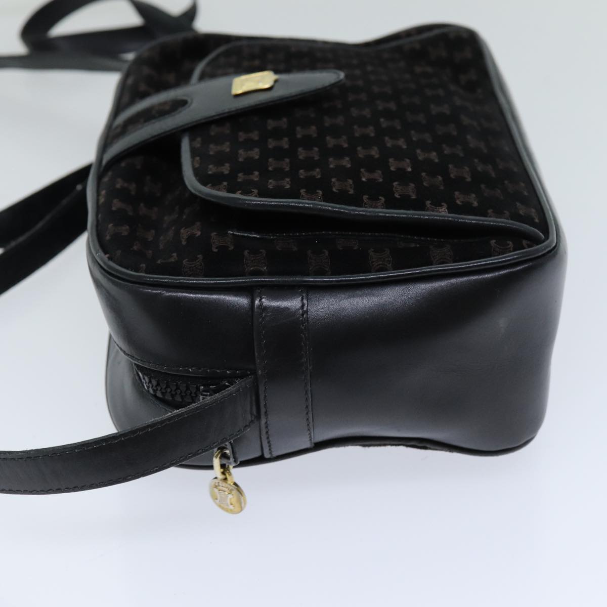 CELINE Macadam Canvas Shoulder Bag Black  76081