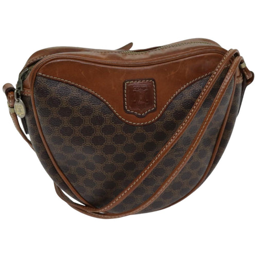 CELINE Macadam Canvas Shoulder Bag PVC Brown  76083