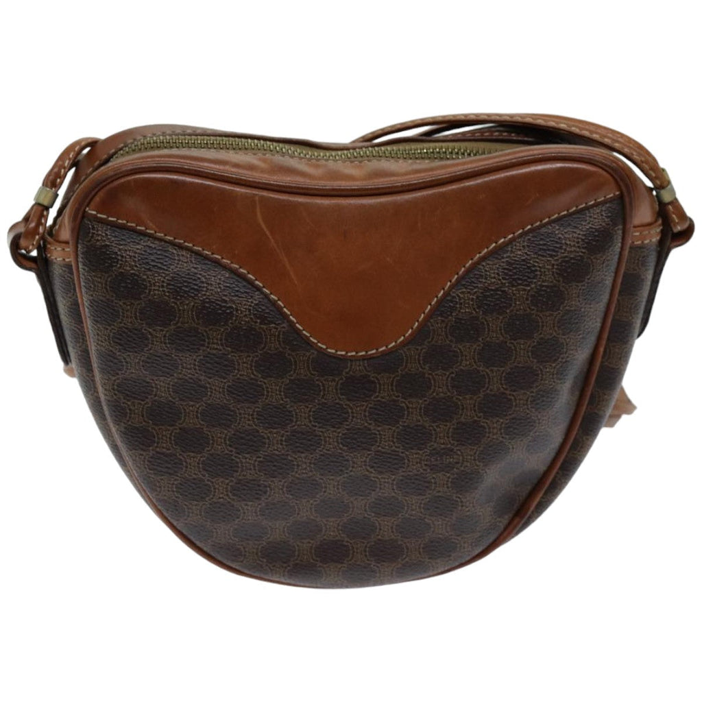 CELINE Macadam Canvas Shoulder Bag PVC Brown  76083