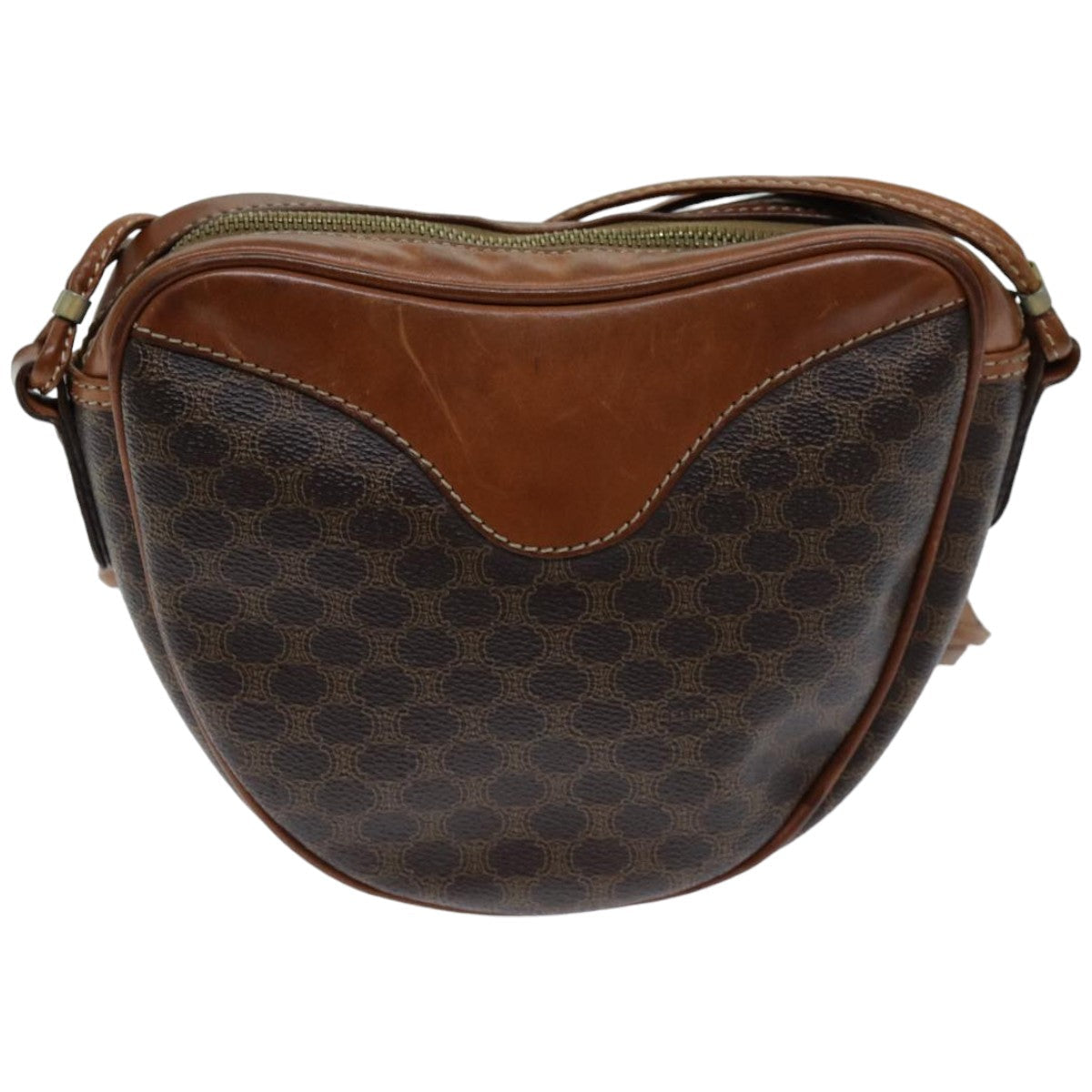 CELINE Macadam Canvas Shoulder Bag PVC Brown  76083