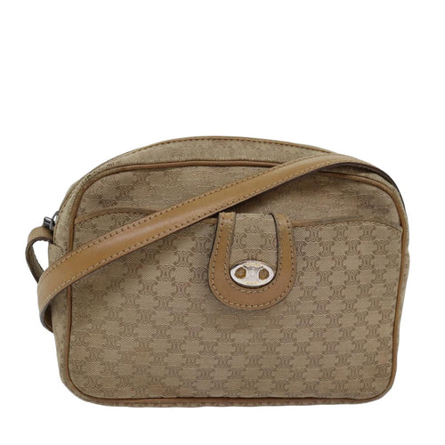 CELINE Macadam Canvas Shoulder Bag Beige  76085