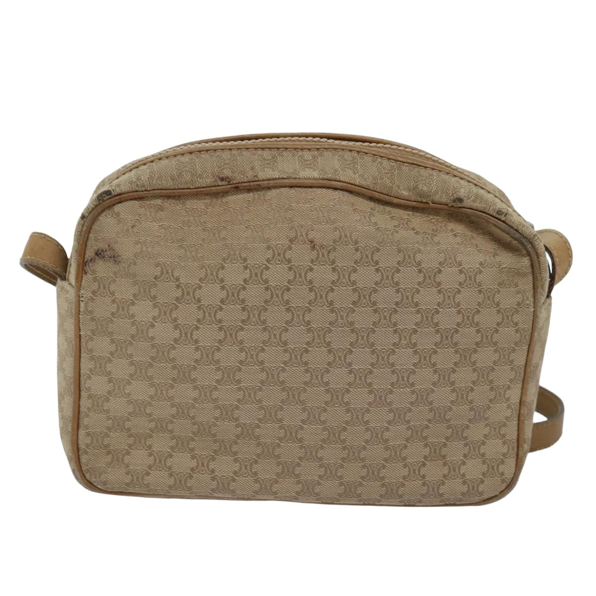 CELINE Macadam Canvas Shoulder Bag Canvas Beige Auth 76085
