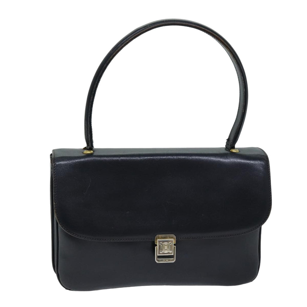 CELINE Hand Bag Leather Navy  76089