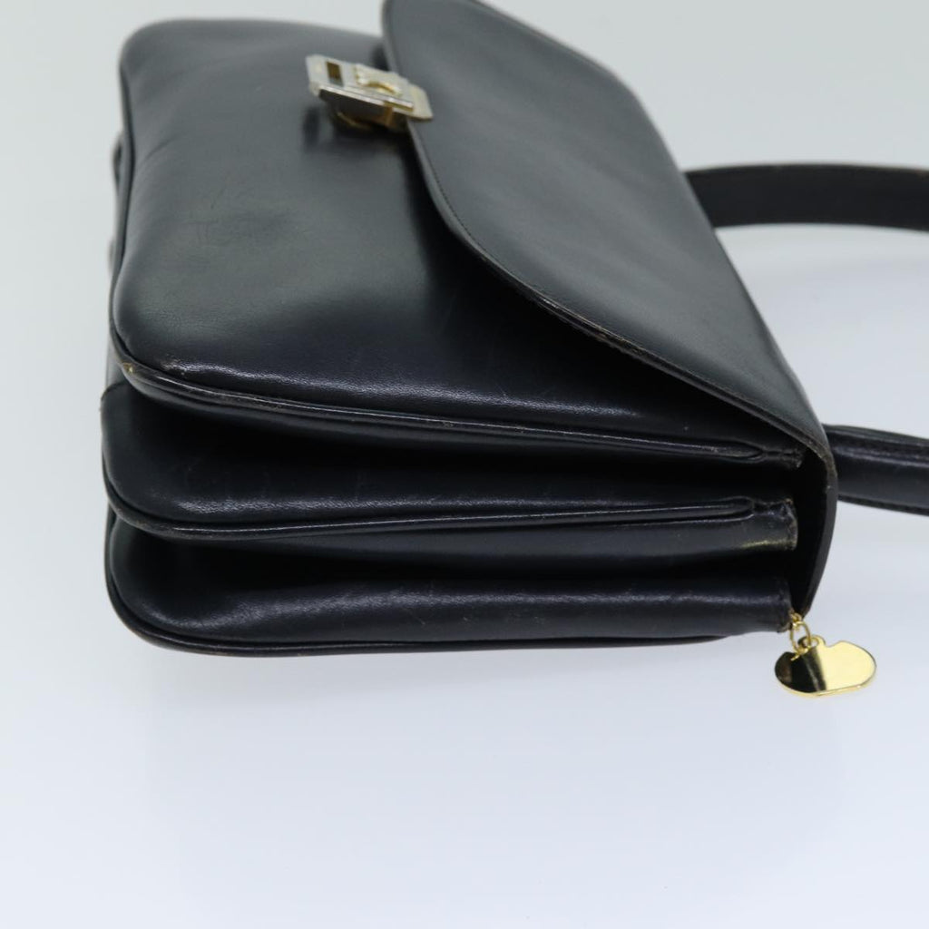 CELINE Hand Bag Leather Navy  76089