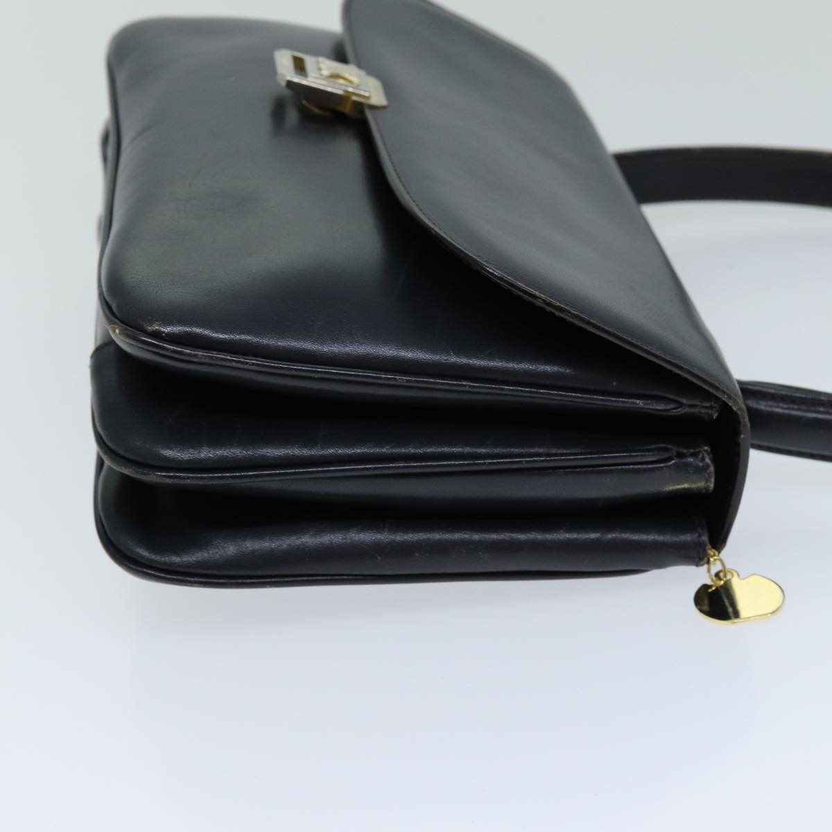 CELINE Hand Bag Leather Navy  76089