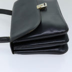 CELINE Hand Bag Leather Navy  76089