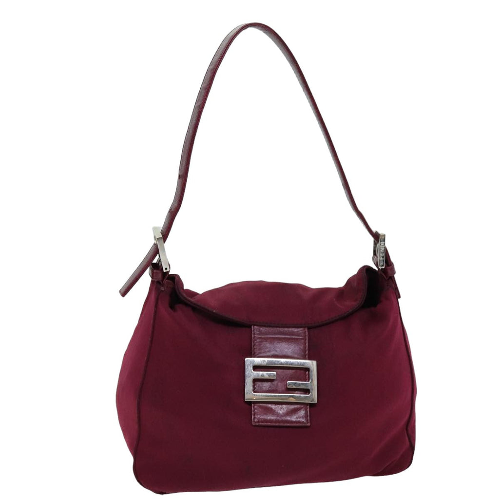 FENDI Mamma Baguette Shoulder Bag Nylon Bordeaux76102