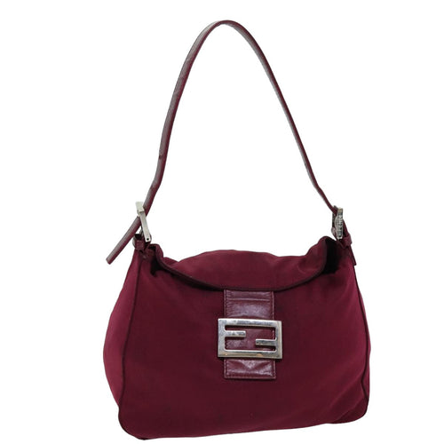 FENDI Mamma Baguette Shoulder Bag Nylon Bordeaux76102