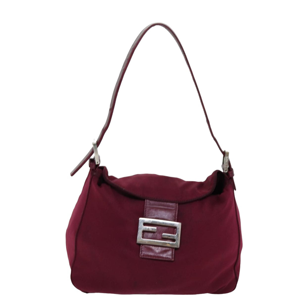 FENDI Mamma Baguette Shoulder Bag Nylon Bordeaux76102