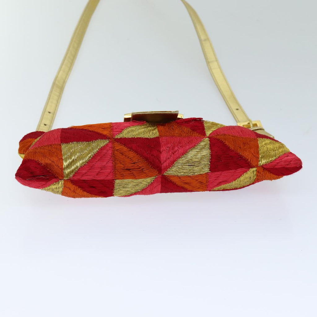 FENDI Mamma Baguette Shoulder Bag Canvas Red76103