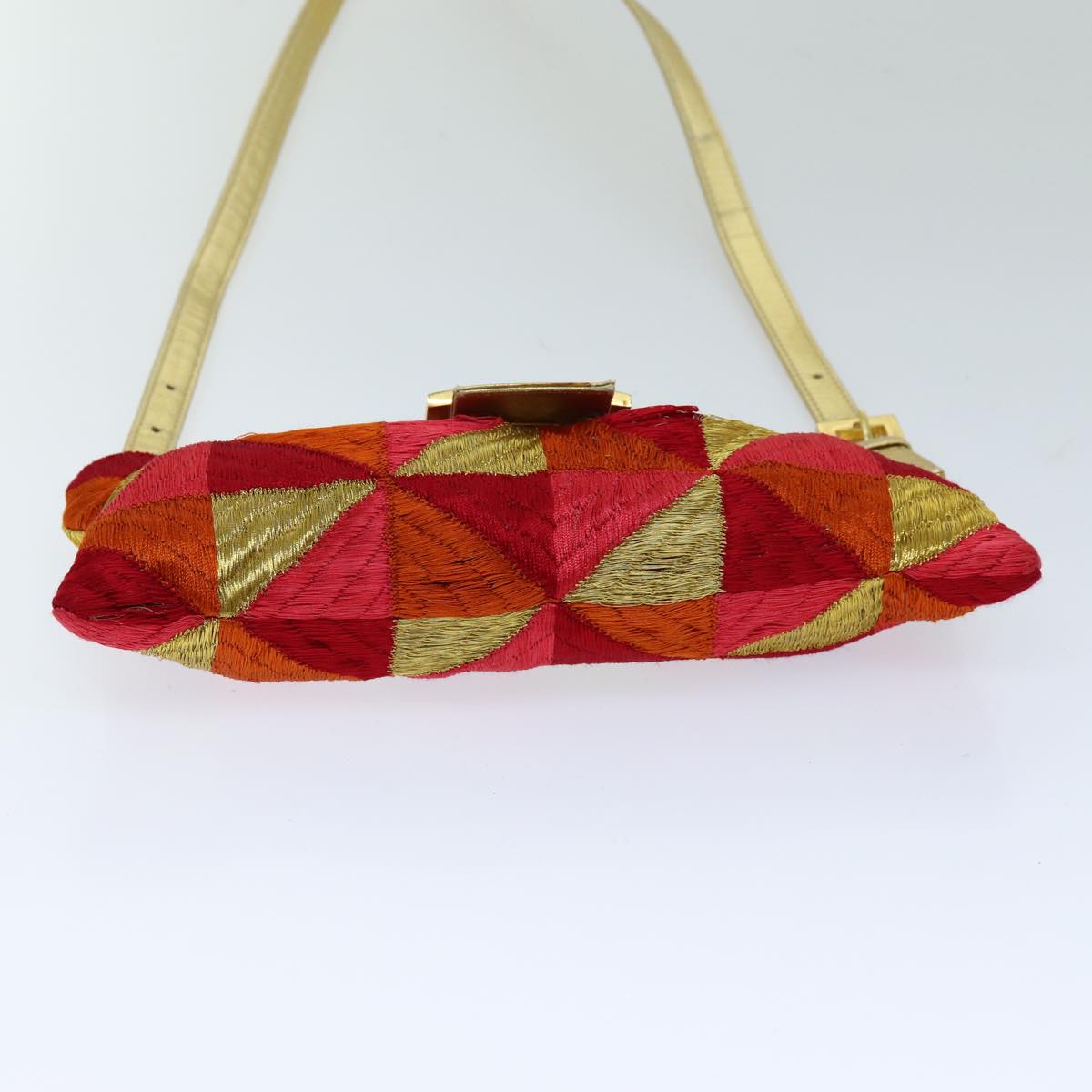 FENDI Mamma Baguette Shoulder Bag Canvas Red76103