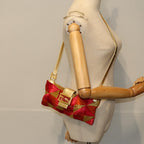 FENDI Mamma Baguette Shoulder Bag Canvas Red76103