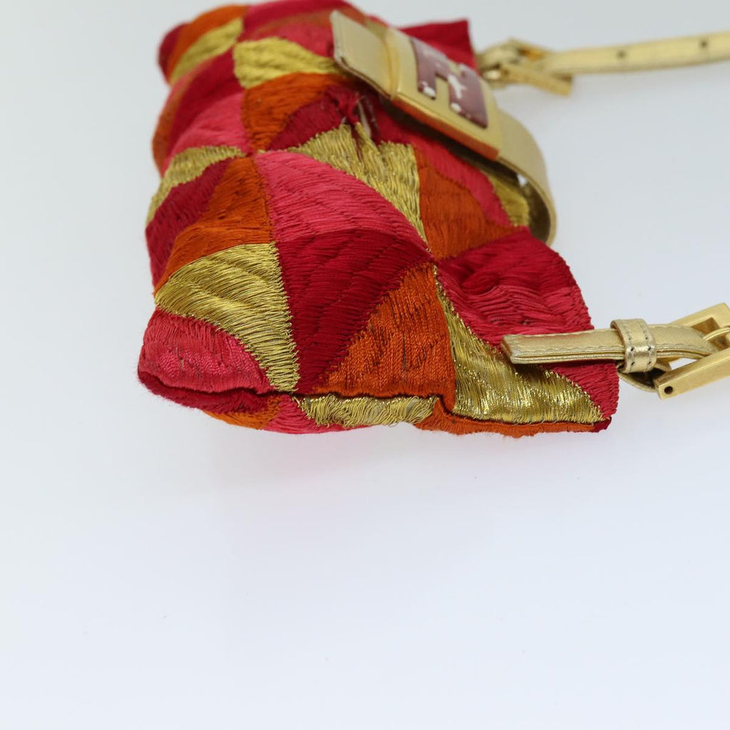 FENDI Mamma Baguette Shoulder Bag Canvas Red76103