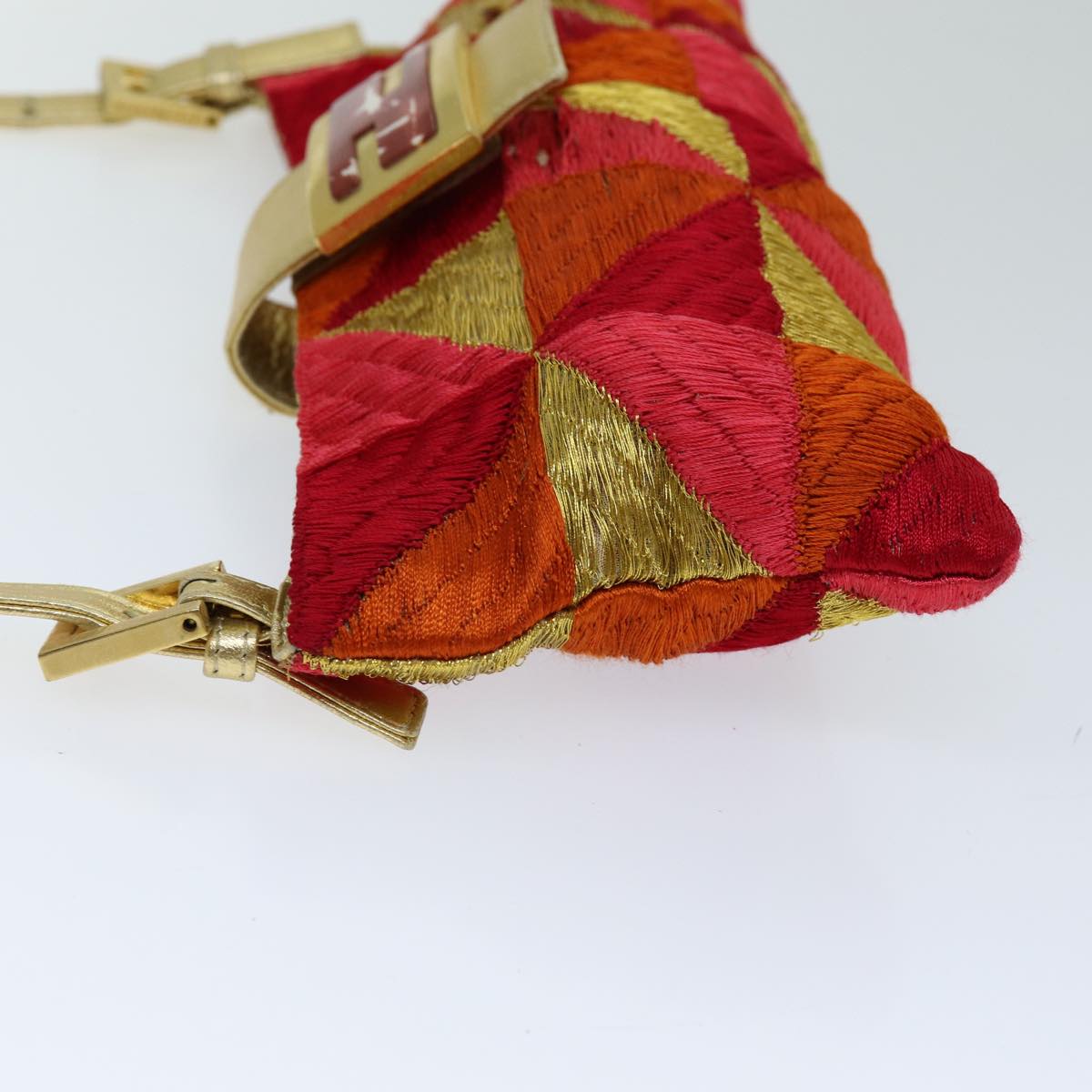 FENDI Mamma Baguette Shoulder Bag Canvas Red76103