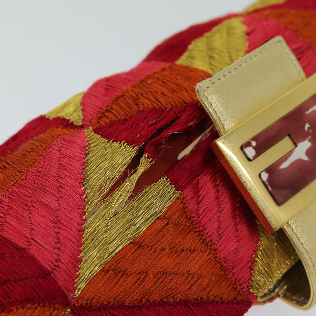 FENDI Mamma Baguette Shoulder Bag Canvas Red76103