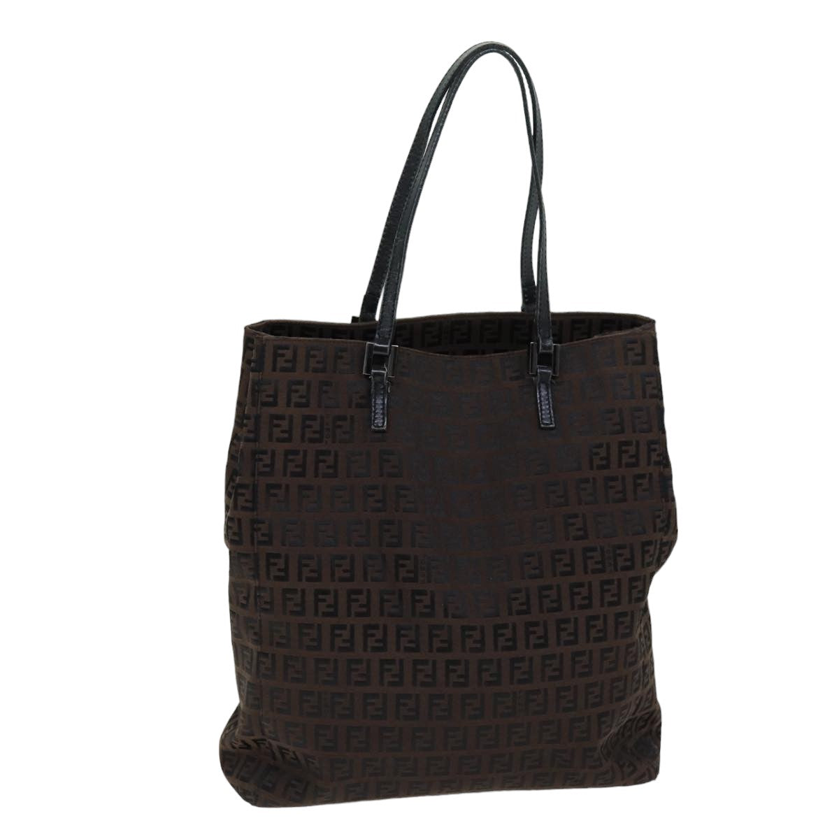 FENDI Zucchino Canvas Tote Bag Brown Black76132