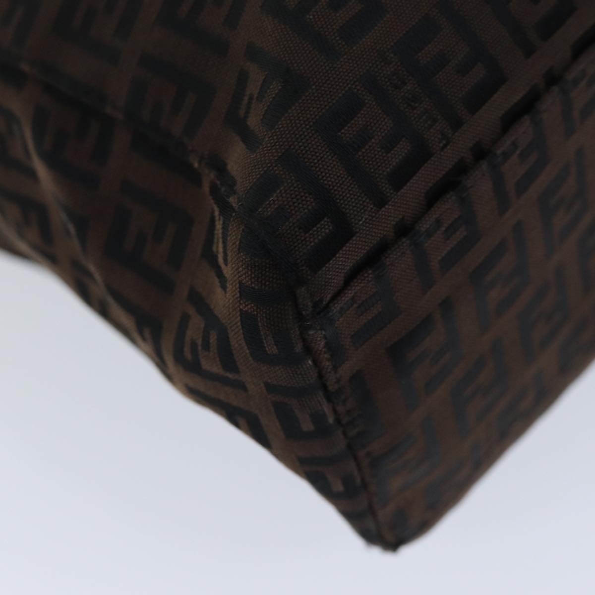 FENDI Zucchino Canvas Tote Bag Brown Black76132