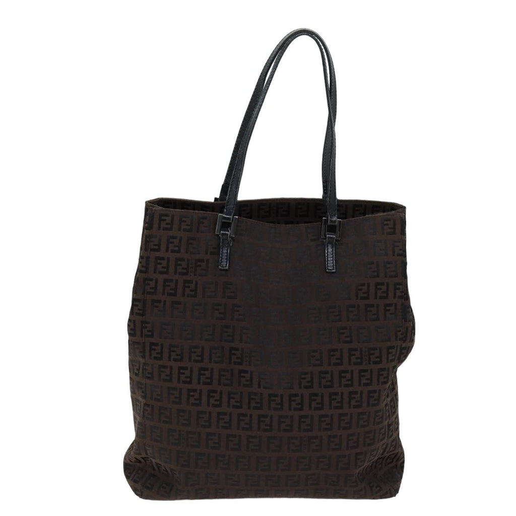 FENDI Zucchino Canvas Tote Bag Brown Black76132