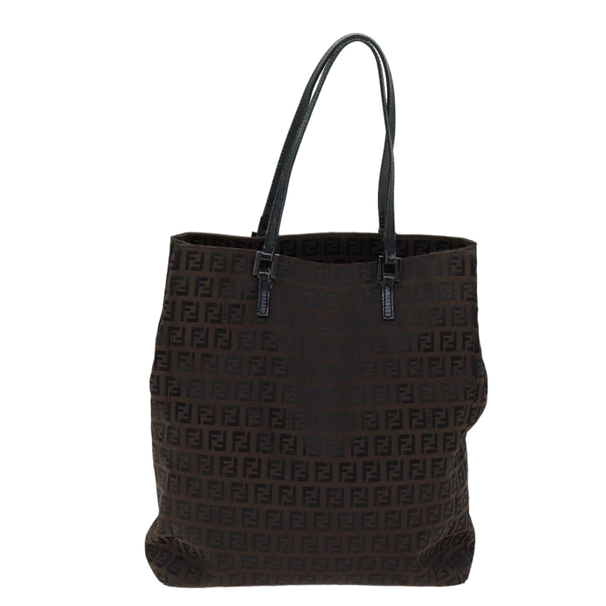 FENDI Zucchino Canvas Tote Bag Brown Black76132