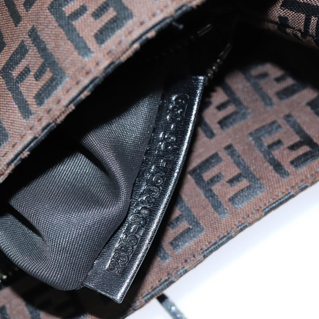 FENDI Zucchino Canvas Tote Bag Brown Black76132