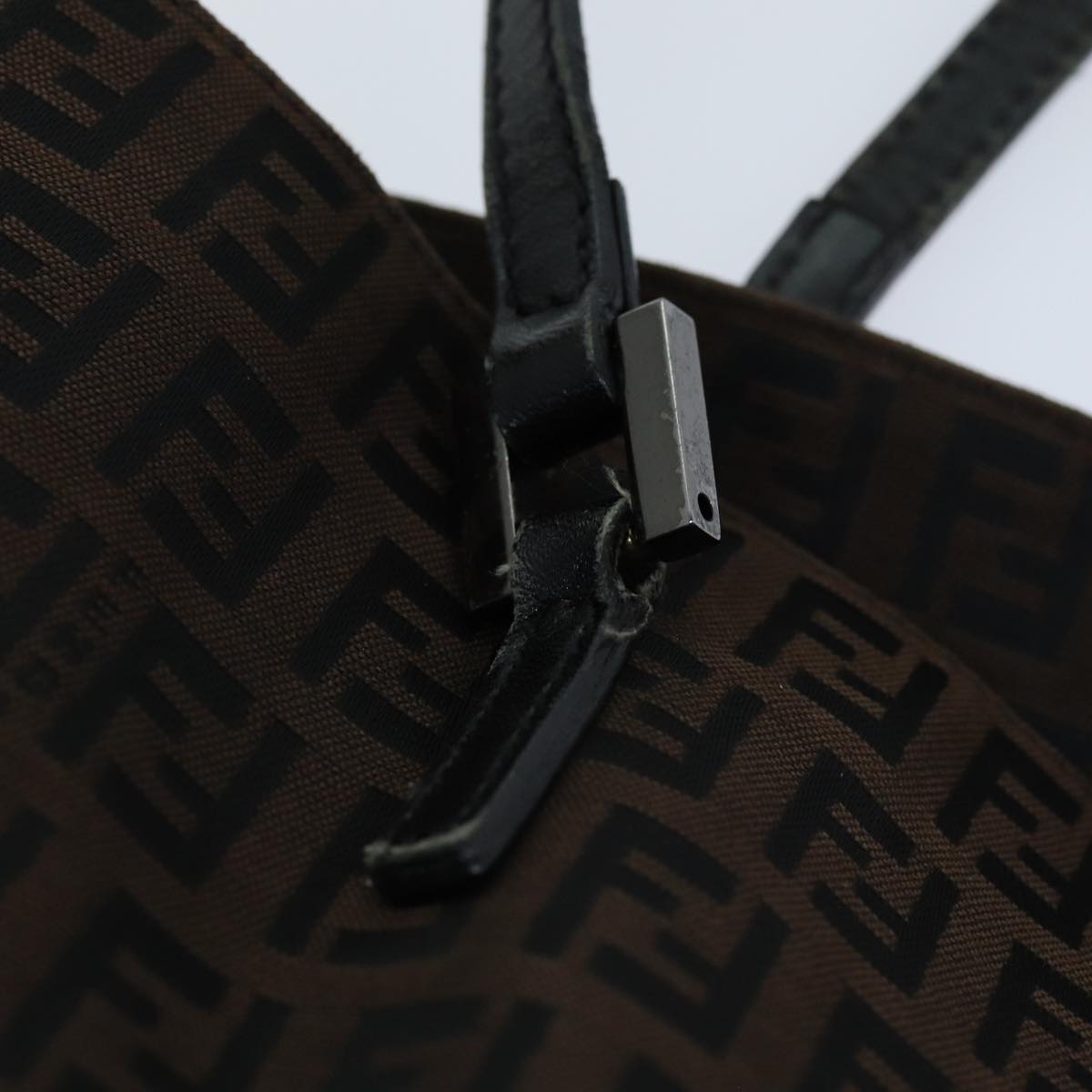 FENDI Zucchino Canvas Tote Bag Brown Black76132