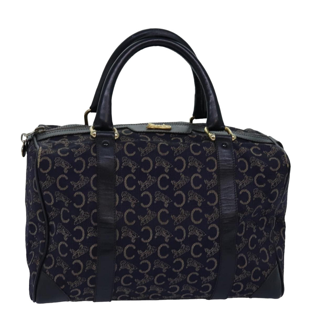CELINE C Macadam Canvas Boston Bag Navy  76140