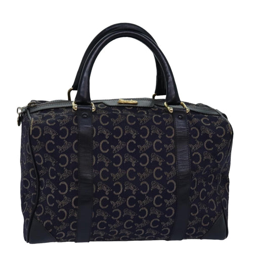 CELINE C Macadam Canvas Boston Bag Navy  76140