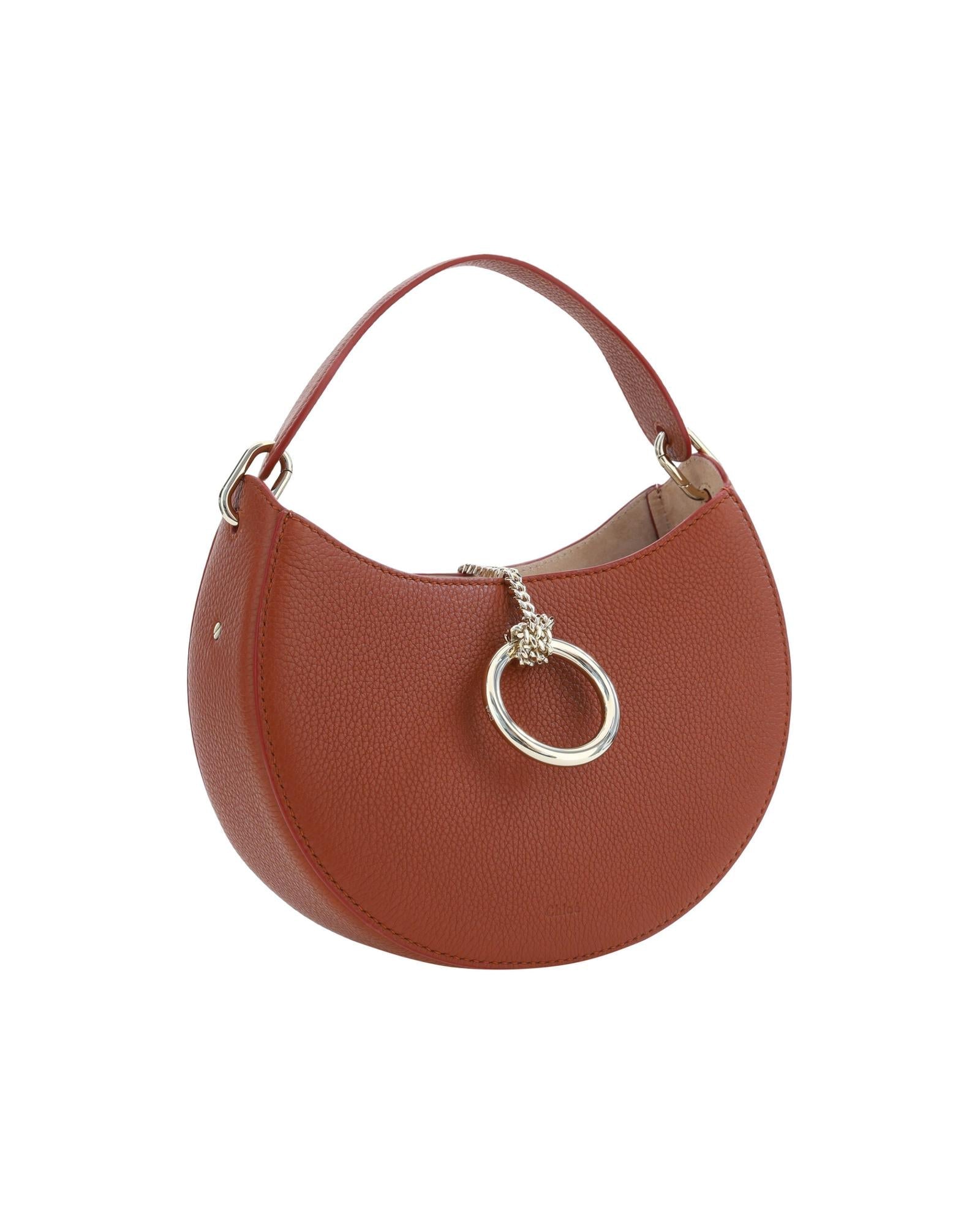 Chloe Leather Small Shoulder Bag with Gold Ring Closure
