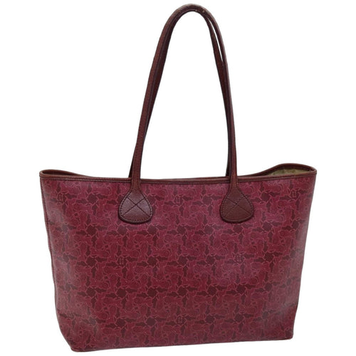 CELINE Horse Carriage Macadam Canvas Tote Bag PVC Leather Bordeaux  76141
