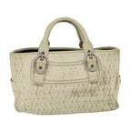 CELINE Tote Bag Leather White Auth 76144
