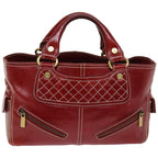 CELINE Hand Bag Leather Red  76145