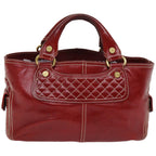 CELINE Hand Bag Leather Red  76145