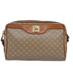 CELINE Macadam Canvas Shoulder Bag Beige Auth 76404