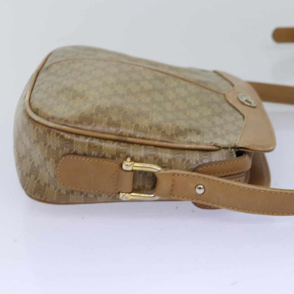 CELINE Macadam Canvas Shoulder Bag Beige Auth 76409