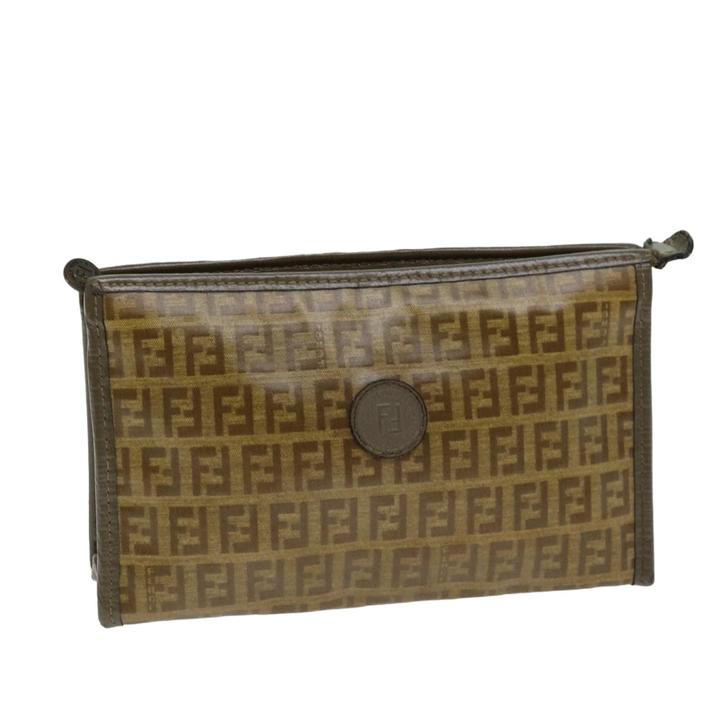 FENDI Zucchino Canvas Pouch Vintage Brown76457