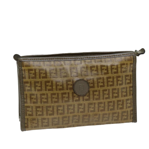 FENDI Zucchino Canvas Pouch Vintage Brown76457