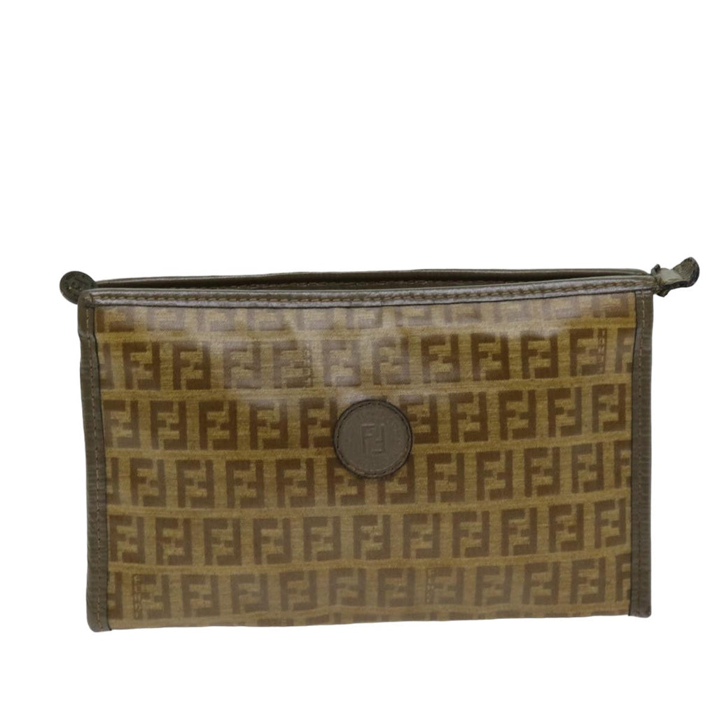FENDI Zucchino Canvas Pouch Vintage Brown76457