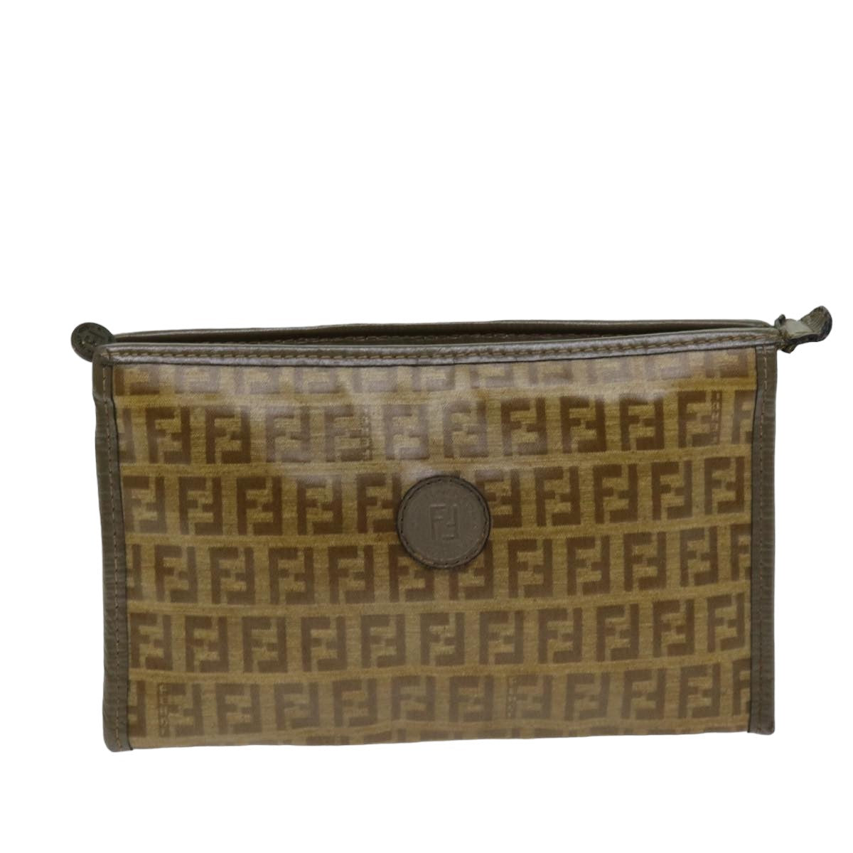 FENDI Zucchino Canvas Pouch Vintage Brown76457