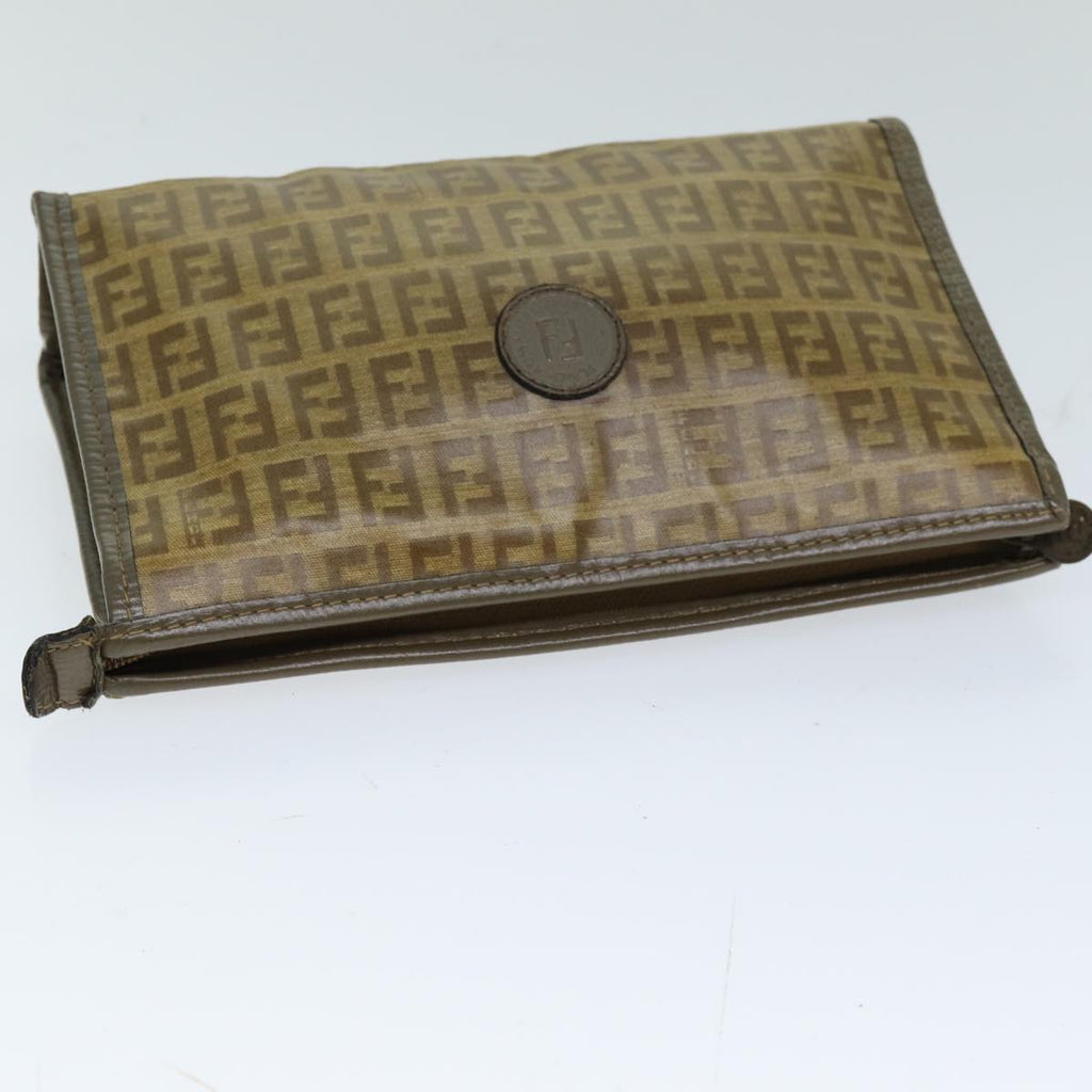 FENDI Zucchino Canvas Pouch Vintage Brown76457