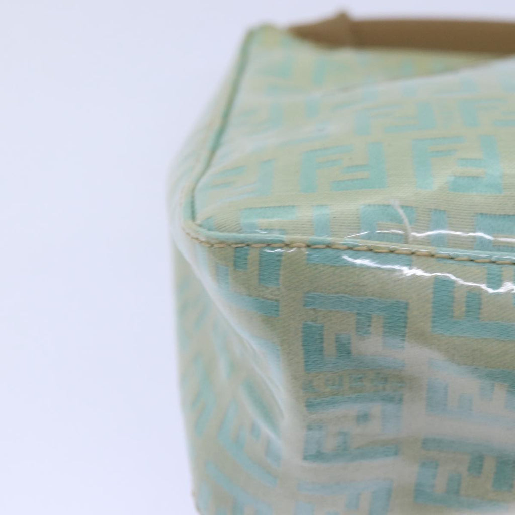 FENDI Zucchino Canvas Hand Bag Enamel Turquoise Blue76474