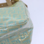 FENDI Zucchino Canvas Hand Bag Enamel Turquoise Blue76474